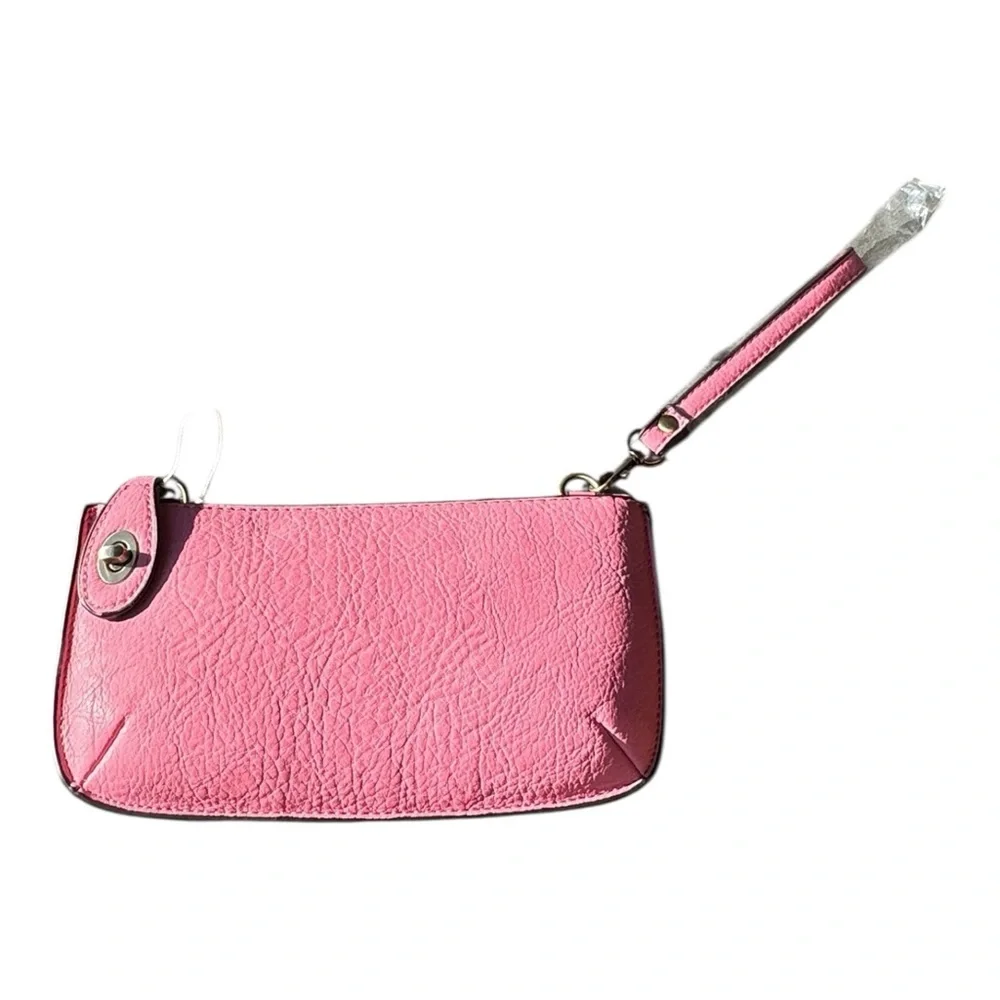 New! Joy Susan Vegan Leather Mini Crossbody Wristlet Clutch Pink Women's Bag